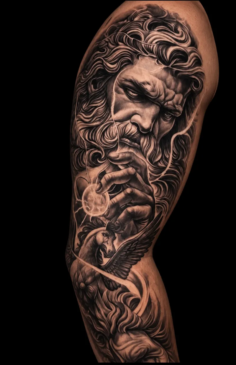 Tattoo Zeus brazo completo