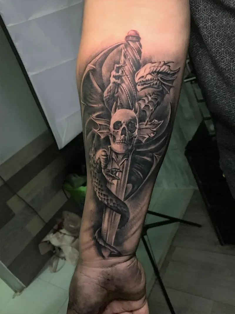 Tattoo Daga con Calavera